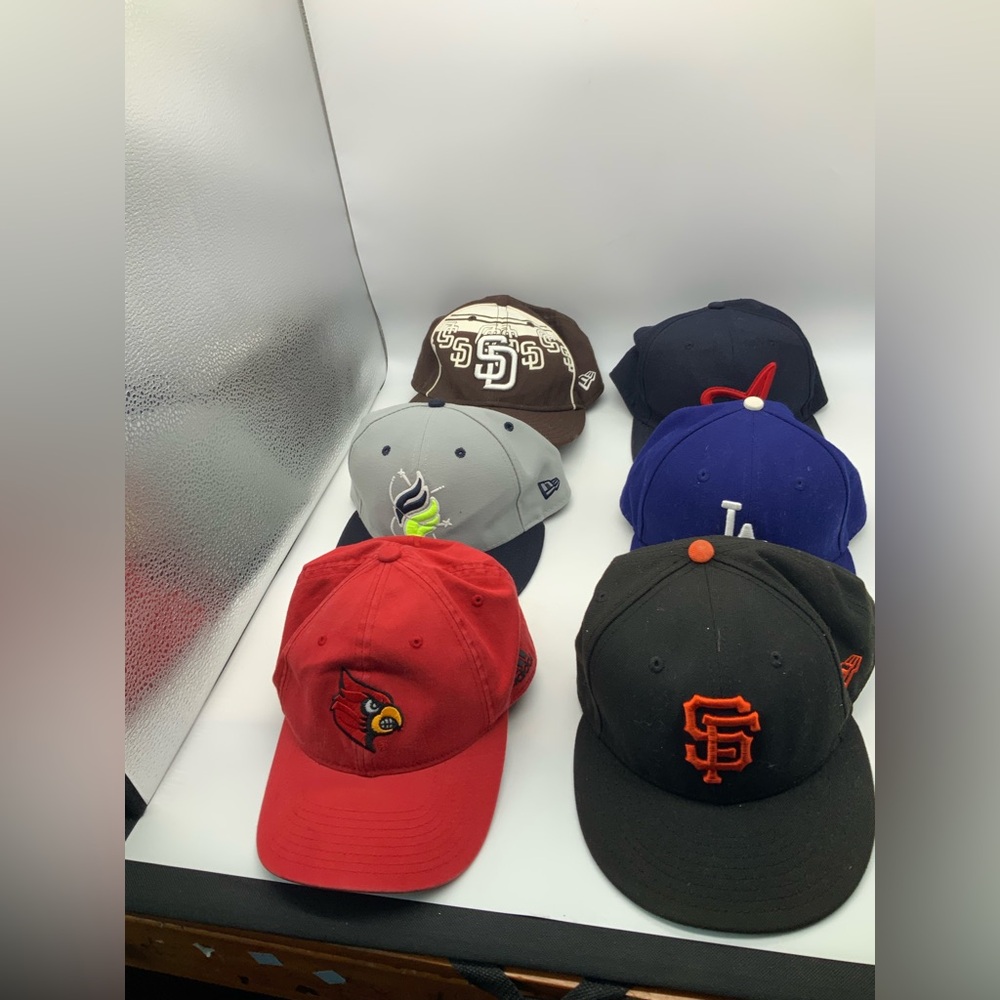Reseller Hat Lot 6 Hats Caps MLB Different Sizes please read description